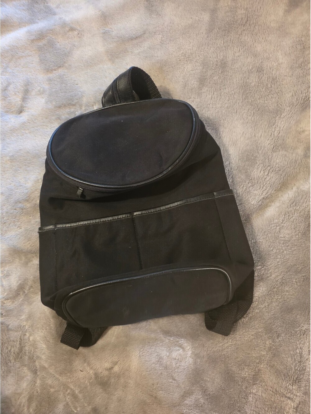 LILLIAN VERNON Black Canvas and Faux Leather Backpack